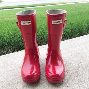 Hunter short gloss rain boots (red)